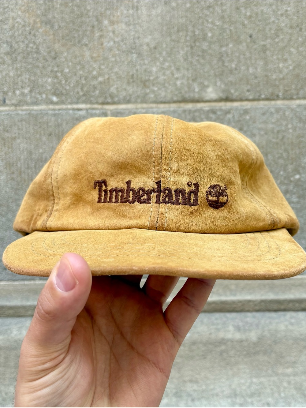 Timberland VTG 90s tan pigsuede Goretex five panel hat Made in USA